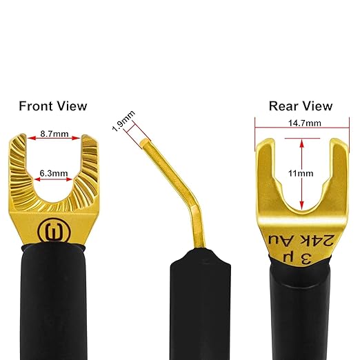 WORLDS BEST CABLES 10 Foot WBC-GOLD-LOCAP-SPKR-12 AWG - Low-Capacitance - Low-Inductance - High Purity OFC - Audiophile HiFi Speaker Cable Pair with Eminence Gold Spade Plugs