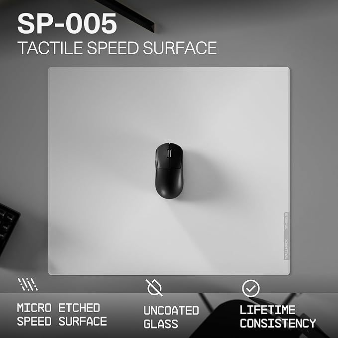 Wallhack SP-005 Glass Gaming Mouse Pad – Speed Surface, Large Mousepad for Esports, Smooth Low-Friction Glide, Tempered Glass, Ergonomic Low Profile, Durable & Portable with Carry Case | Skypad White