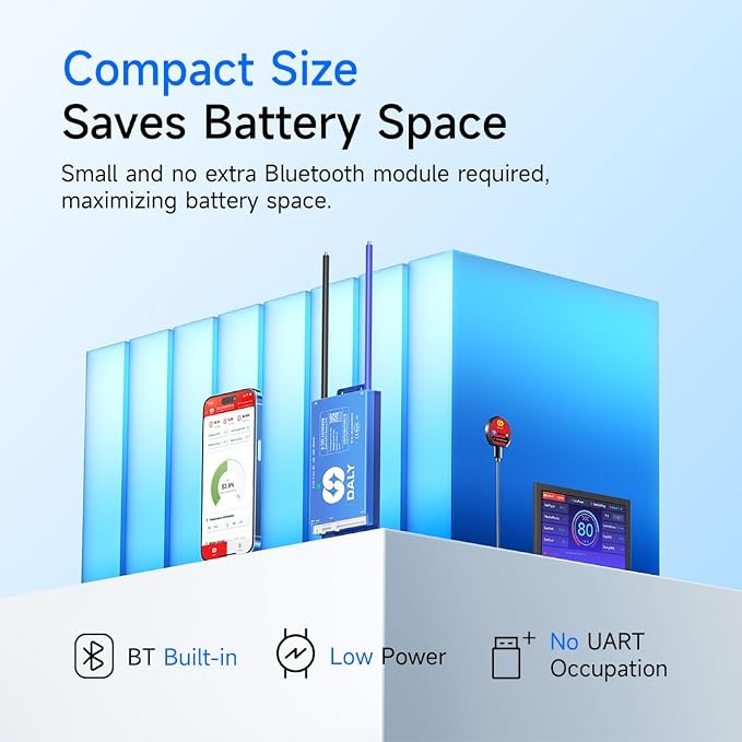 100BALANCE BMS 60A Active Balance 1A 8S-17S Build in Bluetooth Cell Balancing Smart PCB Battery Protection Board for Li-ion/Lifpo4/LTO Lithium Battery Pack