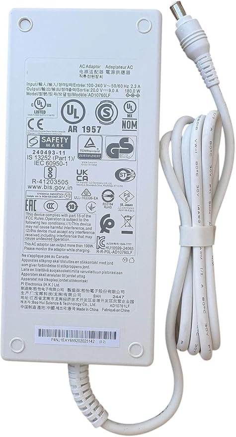 AC Adapter Compatible with LG 32U889SA-W Touchscreen Smart Stand Monitor