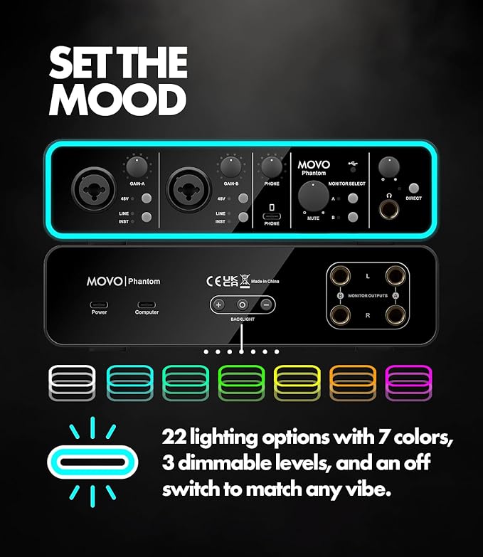 Movo Podcast Equipment Bundle - Phantom USB Audio Interface, 2 UM6 XLR/USB-C Dynamic Microphones, and 2 Boom Arms - Professional Dual Microphone Setup for Podcasting and Streaming