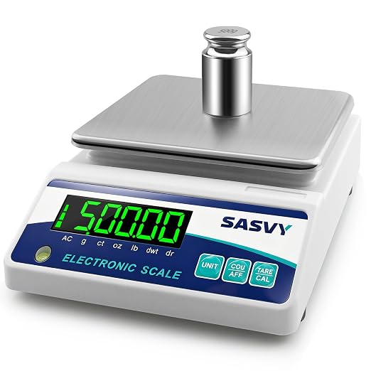 Lab Scale 6000g x 0.01g Scientific Scale g/oz/ct/lb/dr/DWT High Precision Digital Electronic Analytical Balance for Jewelry Kitchen Laboratory School, Includes 500g Calibration Weight&Battery