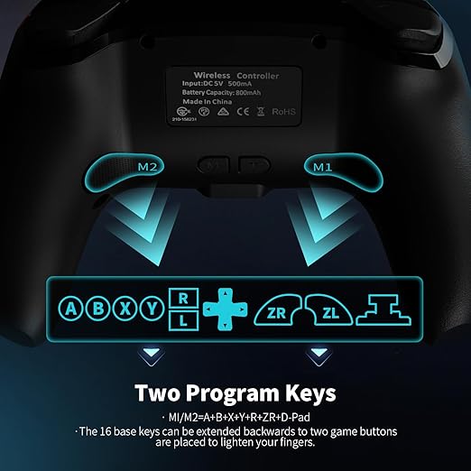 AceGamer 2 Pack Wireless Controller for Nintendo Switch/Lite/OLED, Hall Effect Joystick for Switch 2 Pro Controller with Wake-Up/Turbo/Dual Vibration/Programmable (Red+Blue)