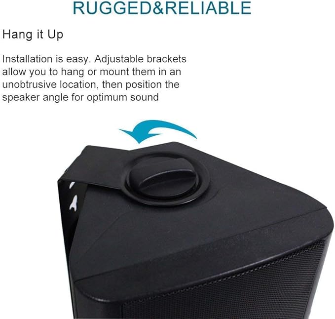 Herdio 4 Inches Passive Outdoor Speakers with 200Watt Powerful Bass Expansive Stereo Sound Coverage All-Weather Durability (Pair, Black)