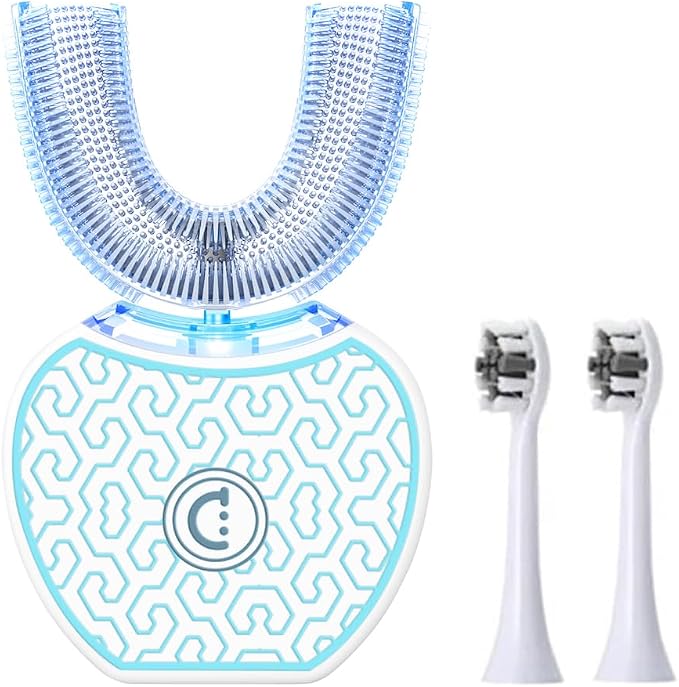 Automatic Toothbrush,Sonic toothbrushes for Adults,Electric Toothbrush Teeth Whitening Kit,Sonic Glow Toothbrush,Equipped with Two Replacement Brush Heads,White