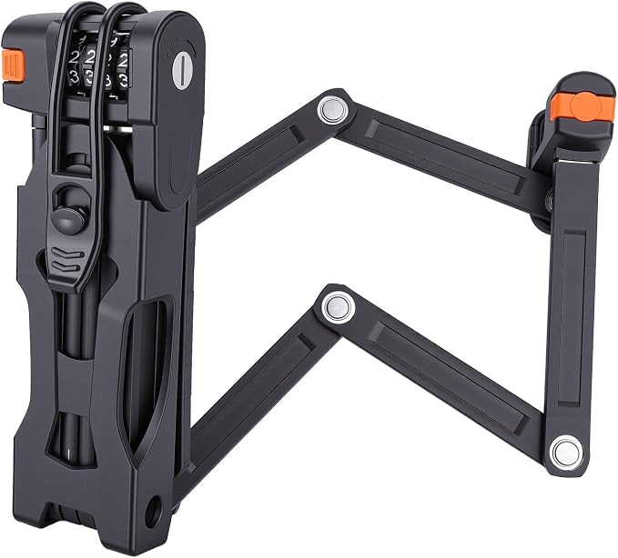 Folding Bike Lock, 4 Digit Combination High Security Anti Theft Lock, Compact Folding Bike Lock with Mount Bracket for Bikes, Scooters and Motorcycles