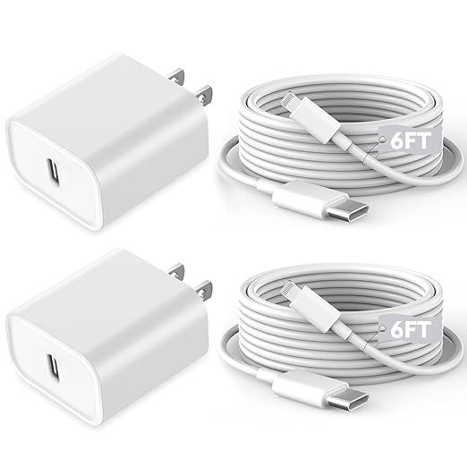 Fast iPhone Charger, iPhone Charger Fast Charging 2Pack Quick Chargers 6ft Long USB C to Lightning Cable Quick Charging Cord USB Charge Block Adapter for iPhone 14 Plus/14 ProMax/13 Mini 12/11/XS/iPad