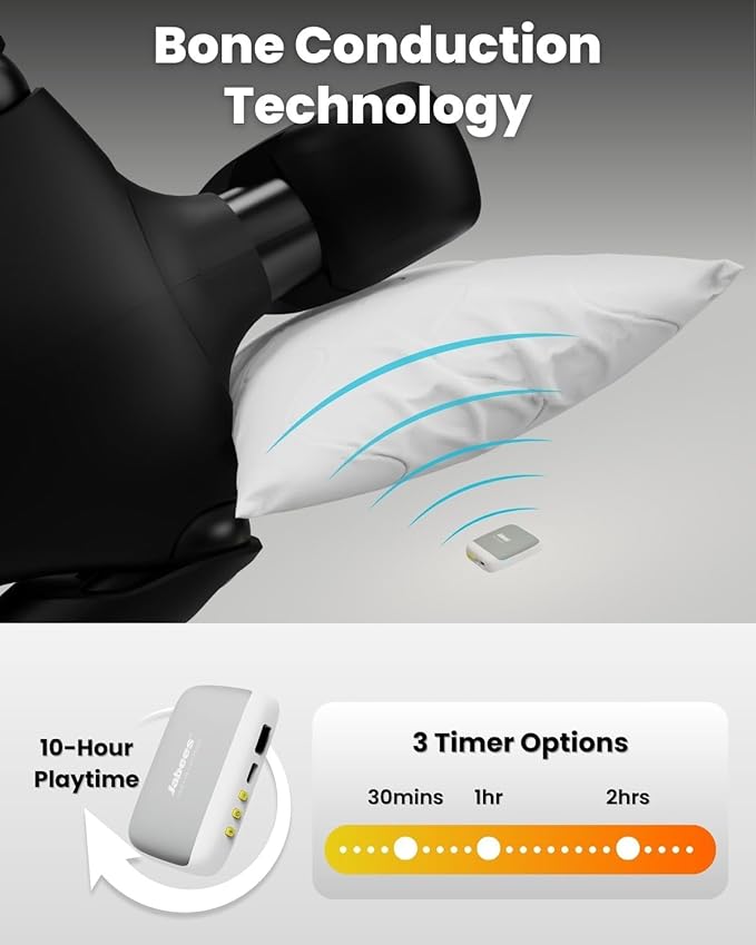Jabees Peace Bluetooth Pillow Speaker for Sleeping - Ultra-Thin Under Pillow with Bone Conduction, Built-in Nature Sounds,SD Card,Timer,Ideal Pillow Speaker Bluetooth for Side Sleepers & Relaxation