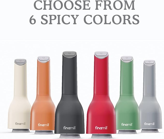 FinaMill’s Award-Winning Battery Operated Salt and Pepper Grinder Set – Adjustable Coarseness, Ceramic Grinding Elements, LED Light, 2 Quick-Change Pods – Perfect for Home Cooking and Gifting