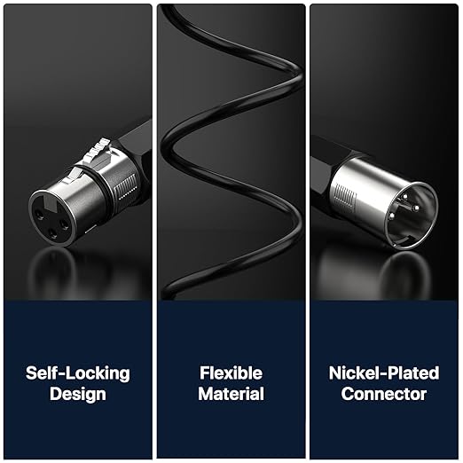 EBXYA XLR Cable 2ft 6 Packs - Balanced Microphone Cable with 3-Pin XLR Male to Female Mic Speaker Cable, Black