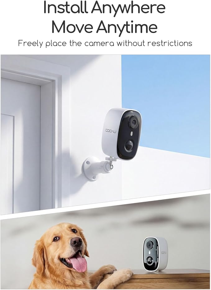 COOAU 4MP Security Cameras Wireless Outdoor, Faster Charging Solar Powered, Sharper-Image Outdoor Camera Wireless,PIR Detection Cameras for Home Security,Surveillance Cam for Whole-House Coverage