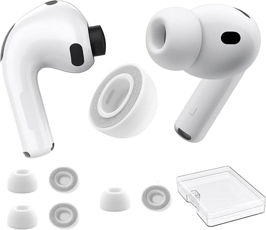 3 Pairs Ear Tips for AirPods Pro 3, Upgraded Memory Foam&Silicone Hybrid Ear Tips, Noise Cancelling Earbuds Cover, Fits in The Charging Case (Grey, Small)