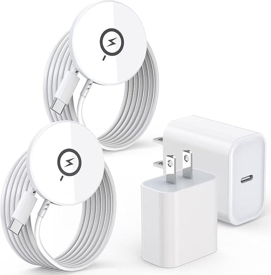 【Apple MFi Certified】Magnetic Wireless Charger 10FT Apple Magsafe Charger,2Pack Fast Mag-Safe Charging Wireless iPhone Charge Pad 10Foot USB C Block Adapter for iPhone 17 16 15 14 13 12 Series,AirPods