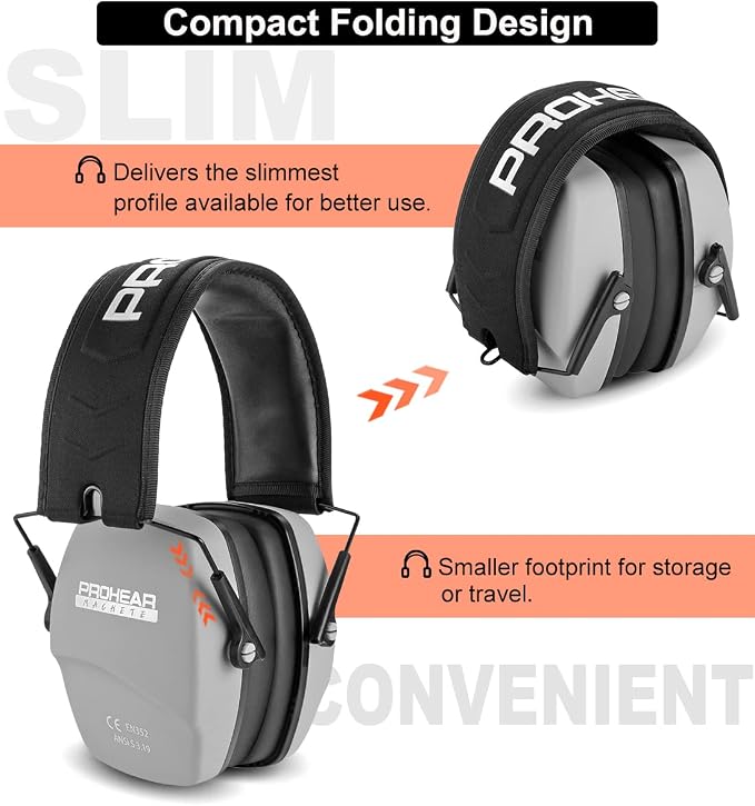 PROHEAR Ear Protection Safety Earmuffs for Shooting Noise Reduction Slim Hearing Protector