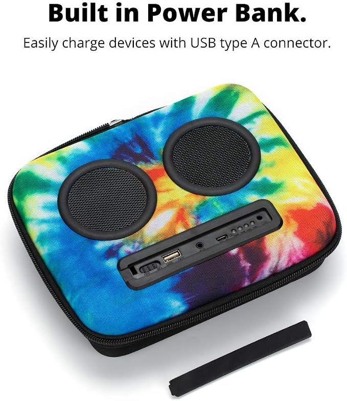 Super Real Business Bluetooth Speaker Backpack with 20-Watt Speakers & Subwoofer for Parties/Festivals/Beach. Rechargeable, Works with iPhone & Android (Tie Dye)