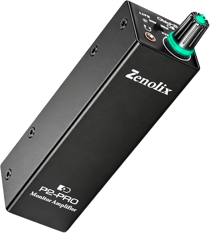 P2-Pro Portable in Ear Monitor Amplifier, Headphone Amp with XLR/TRS Inputs 3.5mm Output, Headphone Amplifier with Durable Belt Clip, Stereo/Mono Switch for Drummers, Guitar, Keyboardists