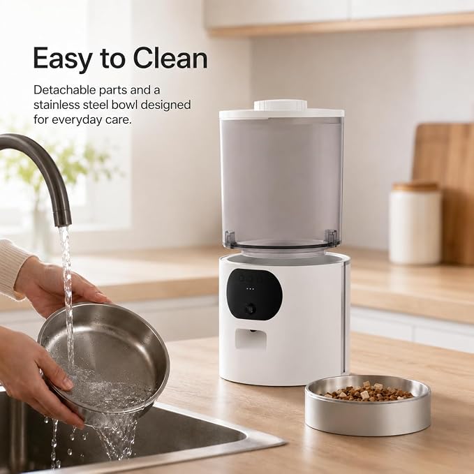 Automatic Cat Feeder with 2K Camera, Smart Pet Feeder with App Control for Cats & Small Dogs, 2-Way Audio & Motion Alerts, 5L WiFi Automatic Dog Feeder with Night Vision