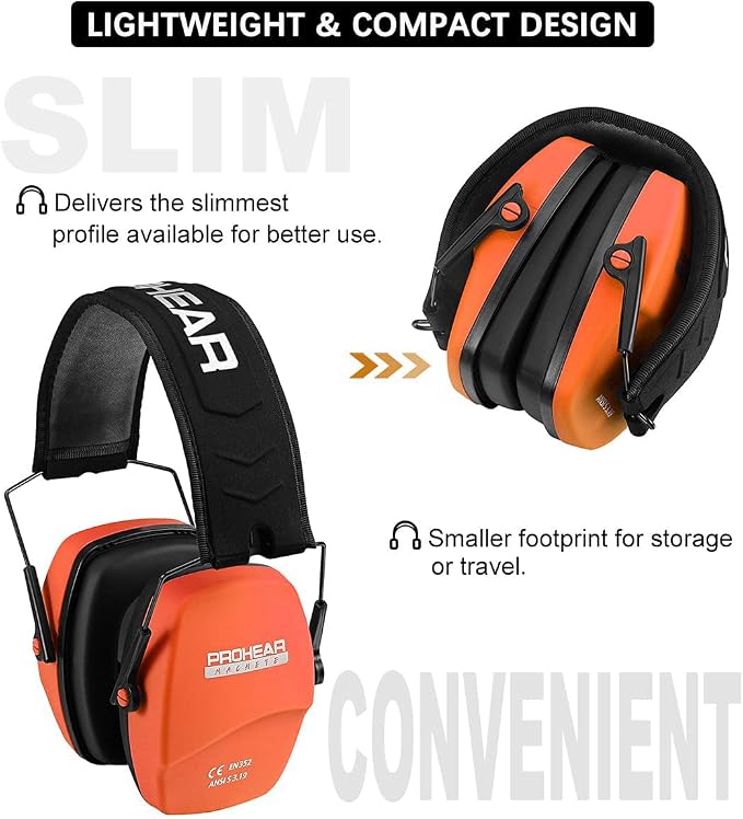 PROHEAR Ear Protection Safety Earmuffs for Shooting Noise Reduction Slim Hearing Protector