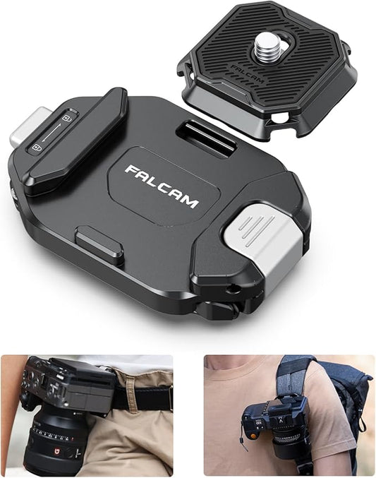ULANZI F38 Camera Tripod Mount Quick Release System, Camera Backpack Plate V2 Clip with 1/4" to 3/8" Screw Thread, Universal Mount Base Adapter for Shoulder Strap