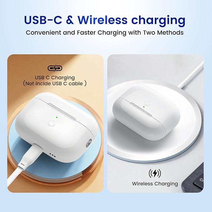Wireless Charging Case Only for AirPods Pro 1/2 USB C Prot, Replacement Cases Compatible with AirPod Pro 1st / 2nd Gen Charger Case Type-c, (No Earbuds) (for Airpods pro 1/2)
