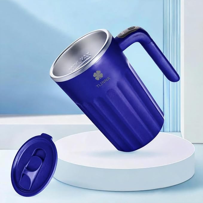 Self Stirring Mug,Self Stirring Coffee Mug,Suitable for Coffee, Milk, Cocoa and Other Beverages,Insulated bottle (Blue, 12 Ounces)