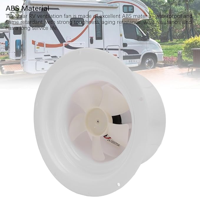 RV Solar Ventilation Fan, Solar Powered 6 Inch Vent Fan with Universal Fit for RV Boat Shed Trailer Camper Garage