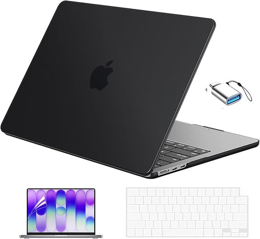 EooCoo for MacBook Neo Case 13 inch 2026 Model A3404 with A18 Pro Chip, Scratch Resistant Protective Hard Shell Case & Keyboard Cover & Screen Film & Type C, Soft Matte Black