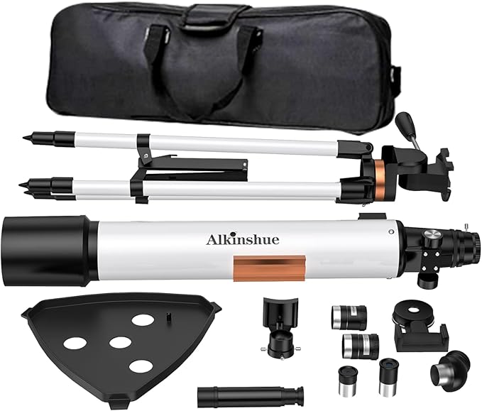 Telescope 80mm Aperture 800mm -Magnification 24-240X, Astronomical Portable Refracting Telescope Fully Multi-Coated High Transmission Coatings AZ Mount with Tripod &Wireless Control & Carrying Bag