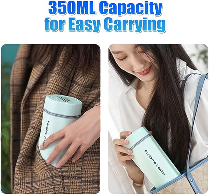 110V Electric Heated Travel Mug 350ML Smart Heating Water Bottle Leakage-free Portable Electric Kettles with 5 Minutes Fast Boiling/Anti-dry Protection for Coffee, Milk