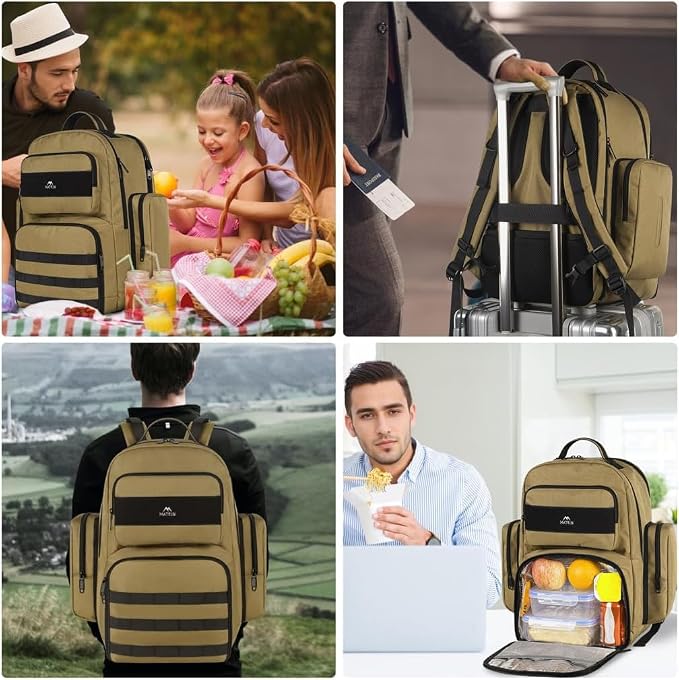 MATEIN Lunch Backpack for Men, 15.6 Inch Travel Laptop Backpack | Insulated Cooler Bag, Lunch box Rucksack, Extra Large Water Resistant College Work Computer Daypack, Gifts for Men