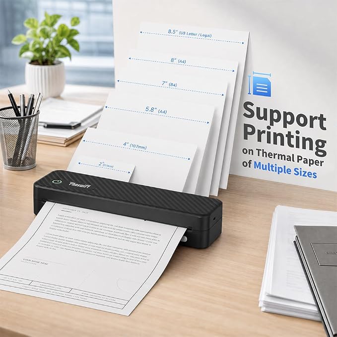 Portable Thermal Printer for Laptop, and 100 Sheets Thermal Paper
