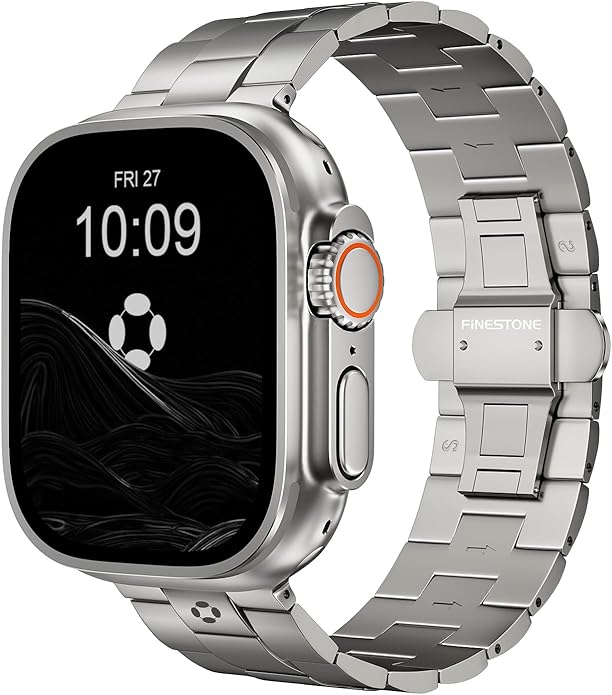 Titanium Watch Band for Apple Watch Ultra 3/2/1 49mm & Series 11/10 46mm, Grade 5 Titanium Apple Watch Band with Anti-Scratch DLC Coating, 22mm Premium Business Metal Strap for Men - CRNS03