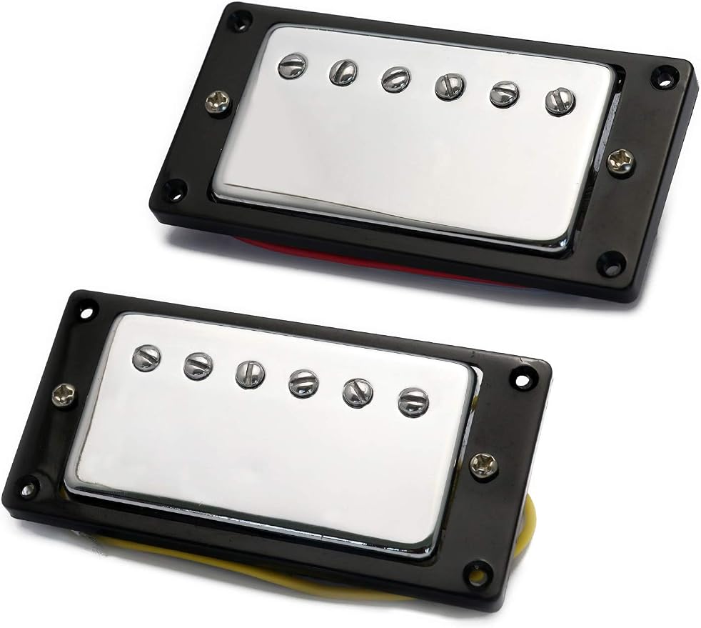 Humbucker Double Coil Pickups Neck and Bridge Compatible with LP Style Electric Guitar for Guitar Parts Replacement Set of 2Pcs Chrome.