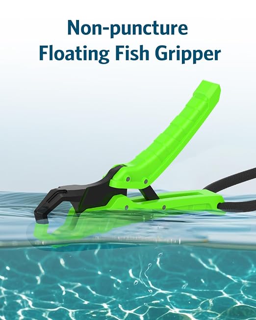 Fish Scale with Lip Gripper, Waterproof Digital Fish Scale, 110lb/50kg Hanging Fish Weight Scale, Portable Luggage Scale with Tape Measure, LCD Backlit, Batteries, for Home Fishing, Green