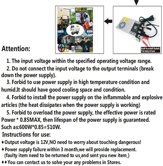 Adjustable Power Supply with LED Display - AC110V/220V to DC 0-12V Converter 600W 50A Power Supply