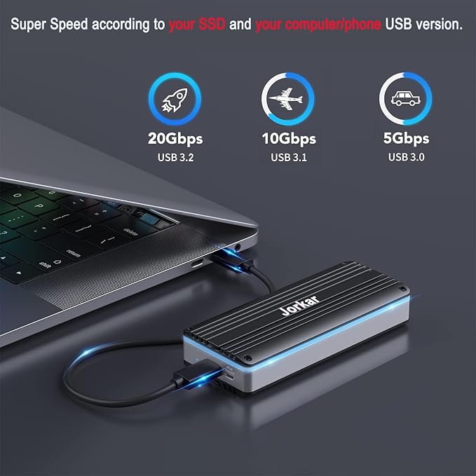 External SSD Enclosure USB-C 3.2 for 12+16 Pin MacBook SSD, Hard Drive Reader for A1466 A1465 A1502 A1398 SSDs Mac Air/Pro mid 2013-2017, Portable Aluminum SSDs Case with Indicator