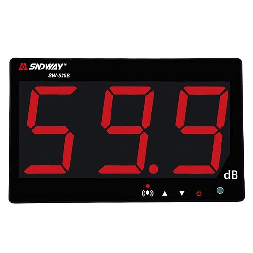 SNDWAY SW-525B 30-130dB Digital Sound Level Meter with Large 9.6in Screen LCD Display Noise Meter Decibel Wall Mounted Hanging with Alarm (Sound Level Meter with Data Logger)