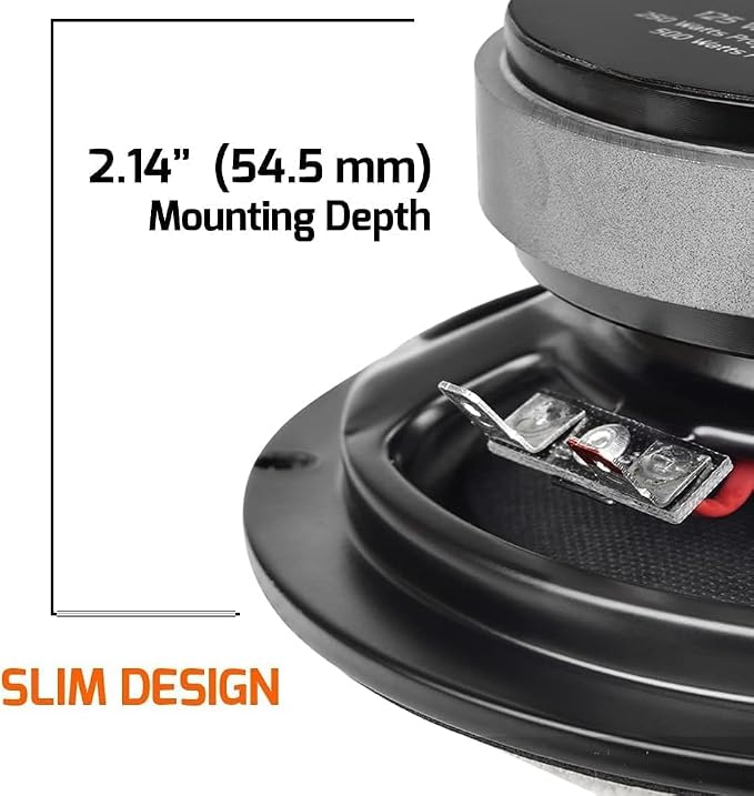 PRV AUDIO 6.5 Inch Shallow Midrange Bullet Speaker 6MR250B-4 Slim, 250 Watts 4 Ohm Car Audio Slim Speaker, Compact for Doors (Single)