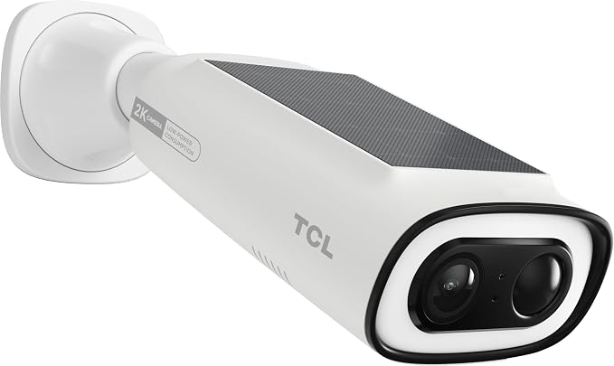 TCL 2K Solar Security Camera Wireless Outdoor, Built-in LED Light with Removable Battery Camera, Local Storage, No Subscription Cameras Compatible with Alexa, Ideal for Home Security