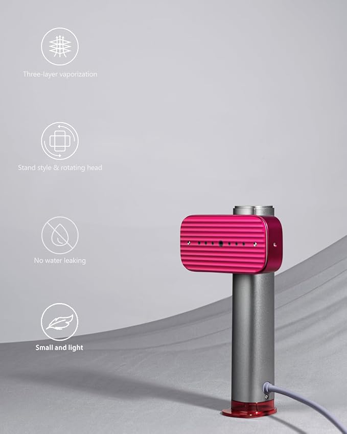 G5 Pro Travel Steamer For Clothes, 110-240V Portable Handheld Irons-15S Fast Heat Up, Auto Shut-Off Rotating Head With Big Iron Panel, 100Ml Tank Self-Standing For Global Travel(Silver-gray pink)