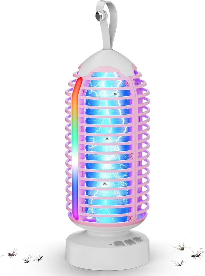 OnBeam Bug Zapper Outdoor, Mosquito Zapper Indoor Electric Fly Zapper Rechargeable Mosquito Killer with Color Changing LED Lights, Auto On/Off, 3000mAh Fly Trap for Home Backyard, Patio, Camping