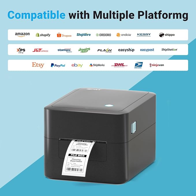 iDPRT SP320 Desktop Label Maker with 1 Roll of 800 pcs Thermal Label (1.57”×1.18”), Bluetooth Thermal Shipping Label Printer for Parcel Shipping, Small Businesses, Offices, and Home, Sticker Printer