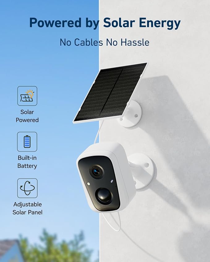 Solar Cameras Wireless Outdoor, 4PCS 4MP Solar Powered Cameras for Home Surveillance Security System, Color Night Vision, 2.4G/5G WiFi 10CH NVR, No Monthly Fee with 128G SD Card
