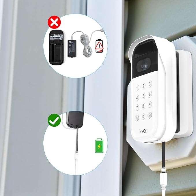 25ft Power Adapter Kit for myQ Smart Garage Video Keypad,Angle Adjustable(40 to 140) Degree Mounting Bracket for myQ, (2-in-1) Mount and Power Cable,Easy to Install