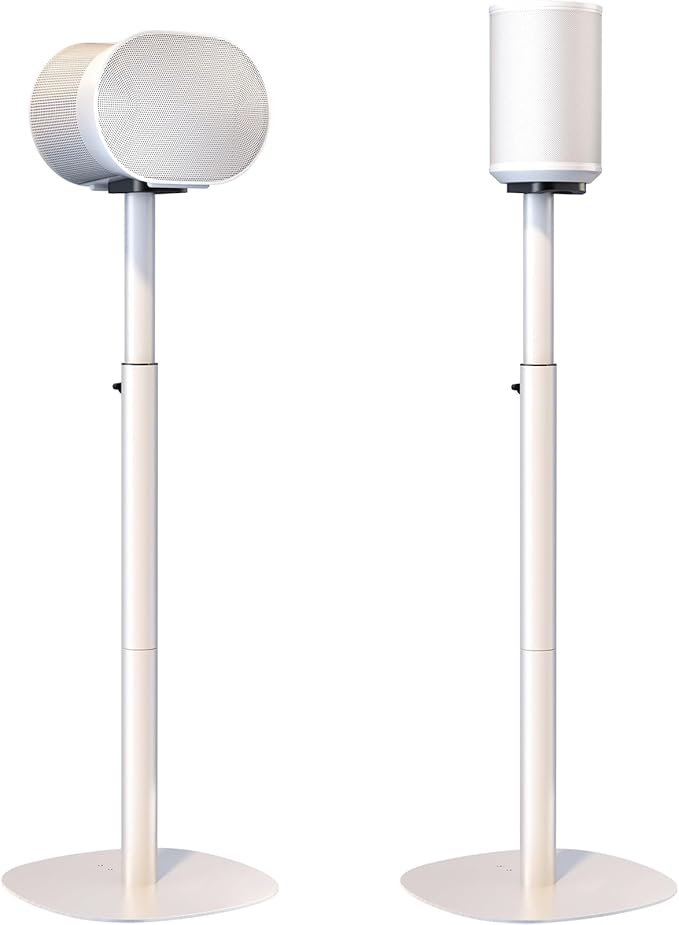 Speaker Stands for Sonos Era 100 SL, Era 100 & Era 300-29.1''–39'' Height Adjustable Floor Stands, Dual-Mount Base Design, Concealed Cable Management, 11 lbs Max Load, Pack of 2, White