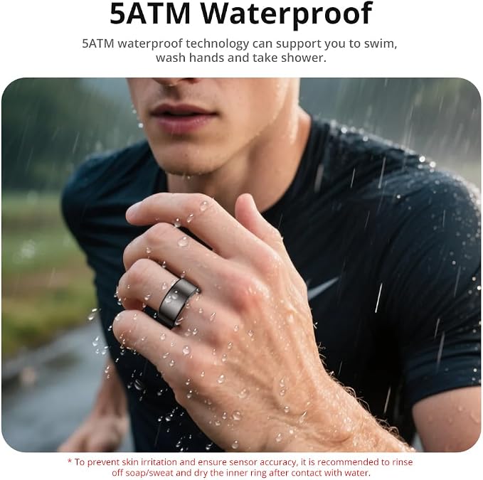 COLMI R02 Smart Ring, Smart Ring for Women and Men, No Subscription Fee, with a Charging Case, Supports Heart Rate, Blood Oxygen, Sleep Health Monitoring. (Black, 11#)