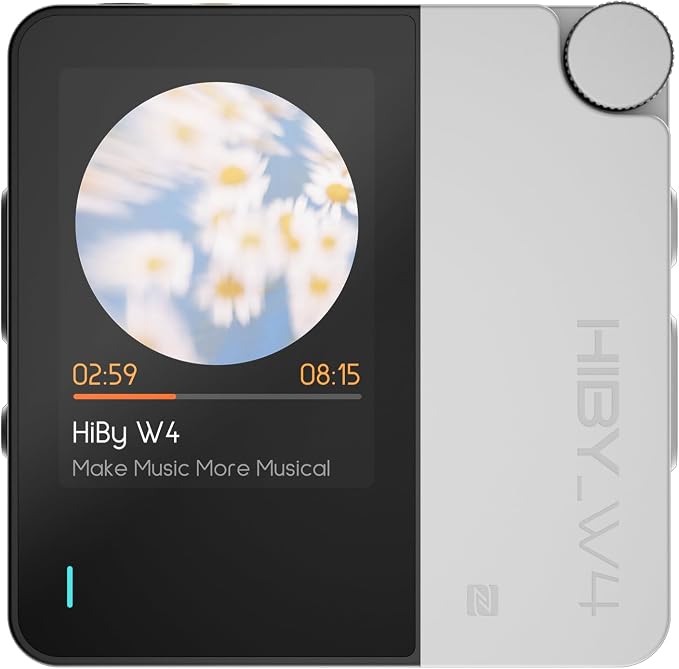HiBy W4 Bluetooth Headphone Amplifier USB DAC, BT 5.4 & NFC, aptX Lossless LDAC, Dual DAC, DSD512 PCM 768kHz, 2-Inch Touch Screen, CVC Noise Reduction, 3.5mm & 4.4mm Balanced Output