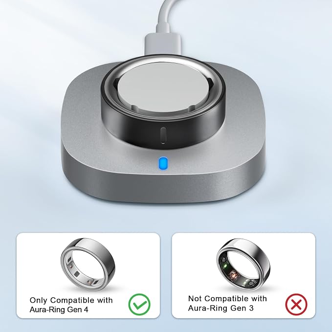 Charger Compatible with Ring Gen 4 Size 15, Fast Charging Dock with USB-C Cable (Not Compatible with Ring Gen 3)