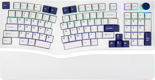 MechLands Feker Alice98 Ergonomic 98 Keys Custom Mechanical Keyboard, VIA Programmable, USB-C Wired Gaming Keyboard, Hot Swappable, 5 Layer Paddings, Control Knob, NKRO, RGB for Win/Mac (White)