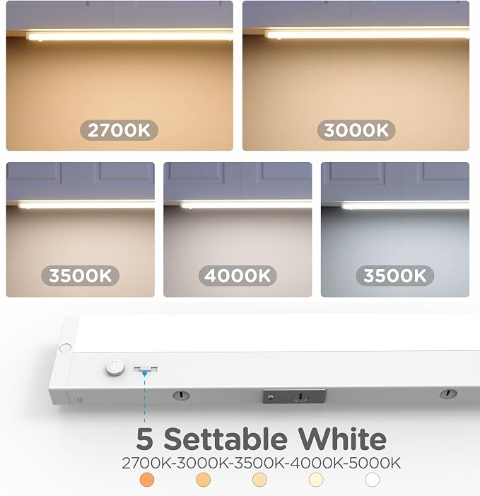 LED Under Cabinet Lighting Hardwired Or Plug in, Dimmable with Dimmer,16 Inch 10W 1000LM Super Bright,120V 5CCT 2700/3000/3500/4000/5000K, Linkable Cabinet Light,Counter Lights for Kitchen